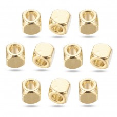 Намистини-розділювачі, Нержавіюча Сталь, Куб, Золото, 4х4х4мм,  Отвір:2мм, 10шт